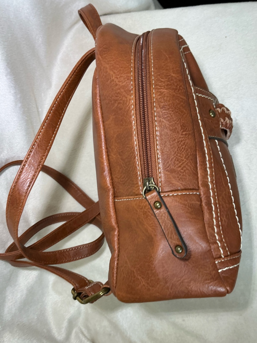 B.O.C. Mini Light Brown Vegan Leather Backpack - Picture 5 of 10